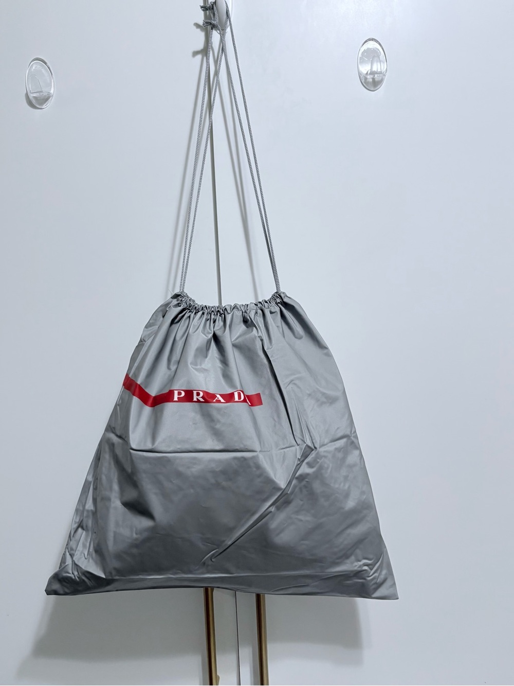 Prada Silver Nylon Drawstring Shoe Dust Bag